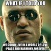 what if i told you we could live in a world of love, peace and harmony  forever - What If I Told You | Meme Generator