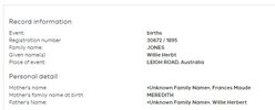 WH Jones birth certificate 1895 in Vic BDMs.jpg